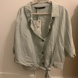 Zara Seafoam Green Crop Top